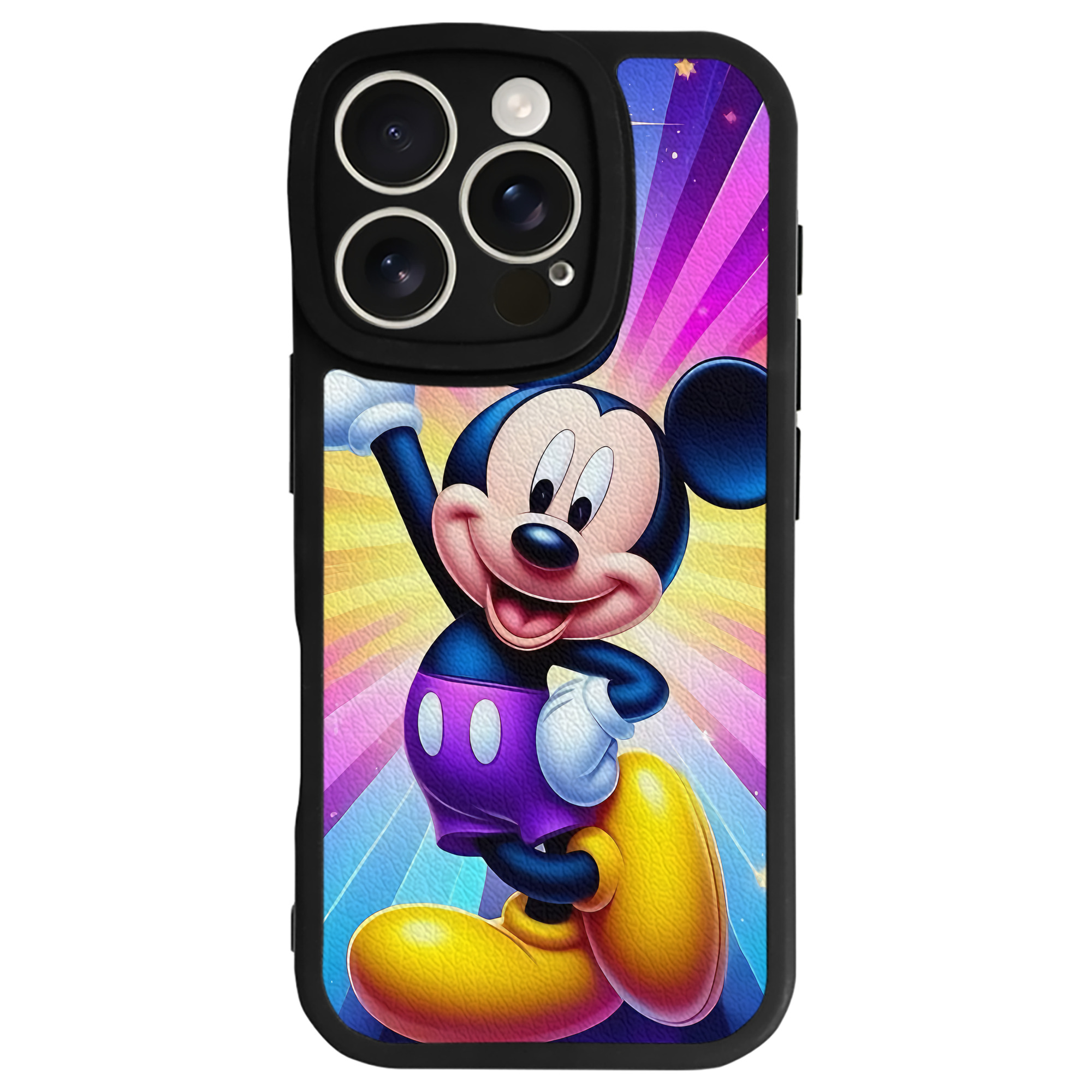 （画像用） ミッキーマウス Mickey Mouse 【iPhone 16シリーズ対応】シリコンスマホケース（レザー調） 材質：シリコン
